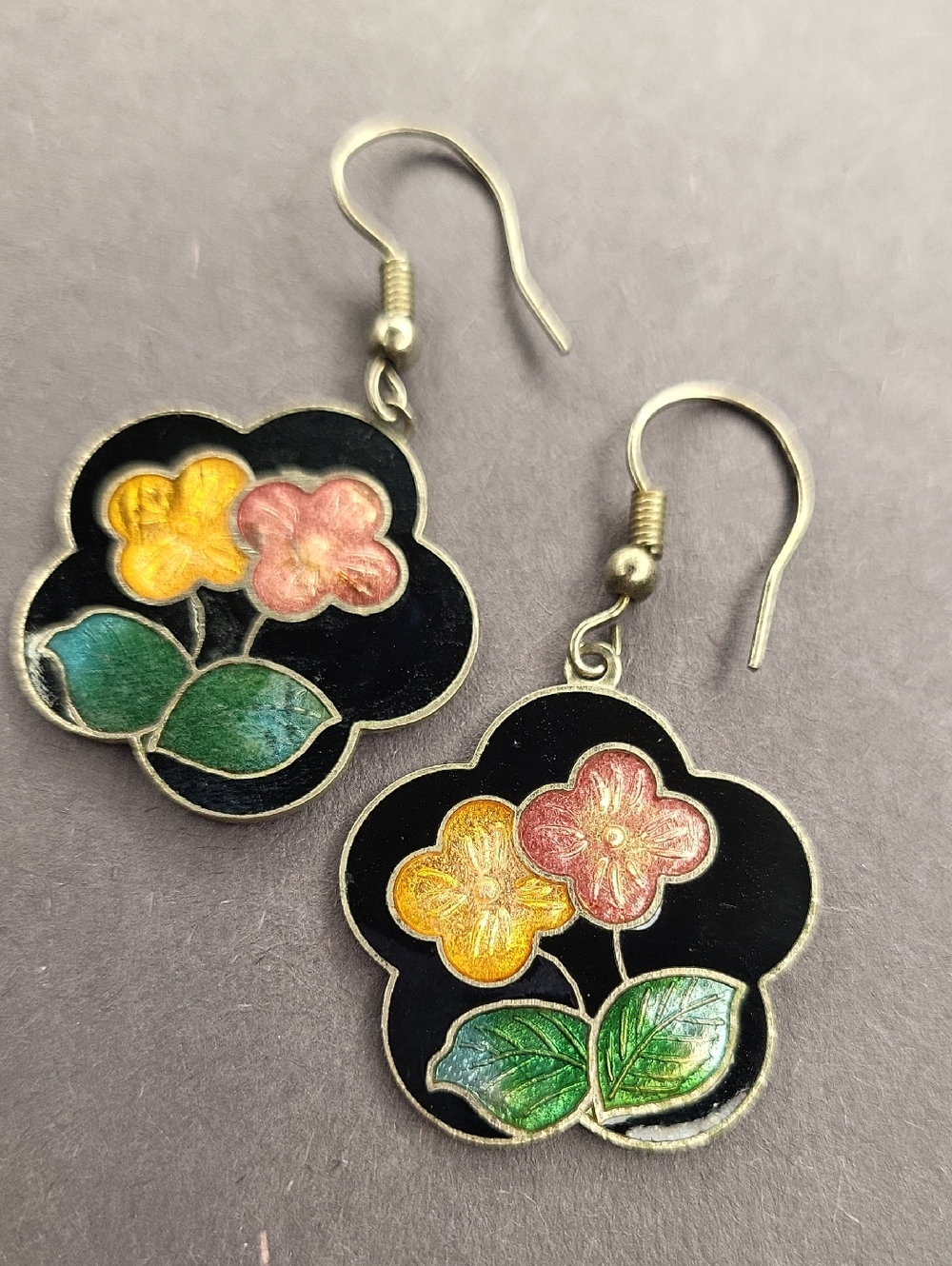 Vintage Floral Enamel Earrings
